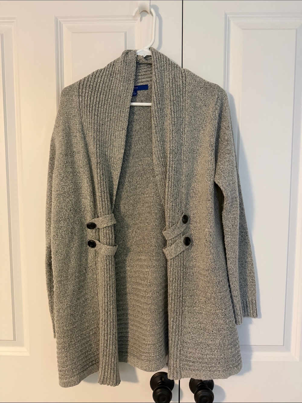 Apt. 9 Light Gray Open-Front Ribbed Cardigan